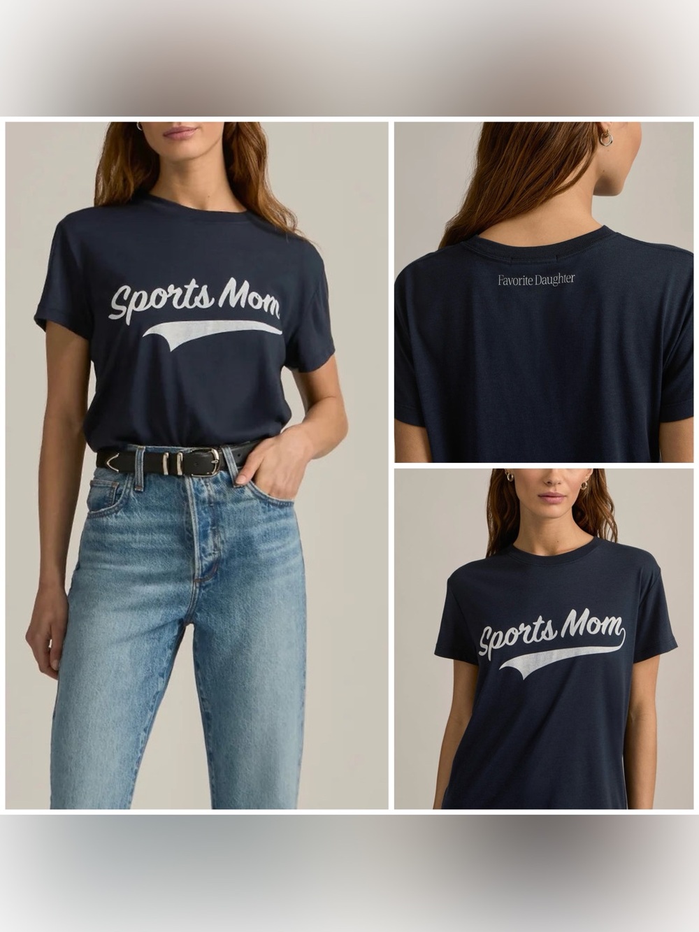 NWOT Anthropologie Favorite Daughter Sports Mom Tee - Navy W/ White - medium